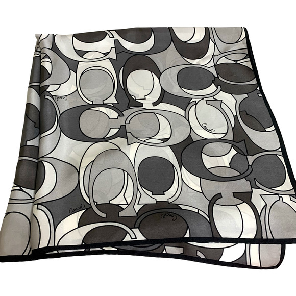 Coach Accessories - COACH Vintage 27" Square Silk Scarf Tonal Gray OPTIC Signature Pattern